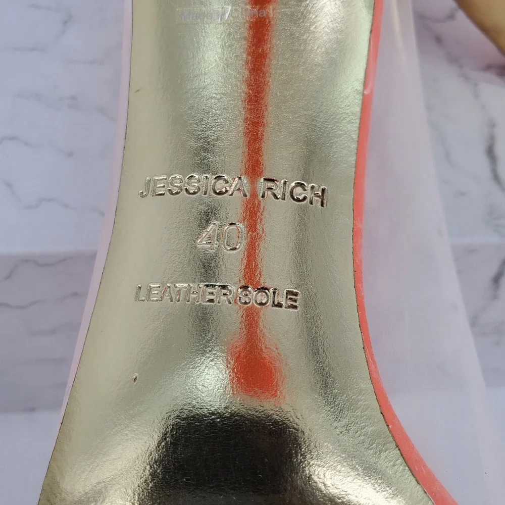 Jessica Rich So Fancy Clear Vinyl‎ Pointed Toe Heels Orange Womens Size 40 = 10